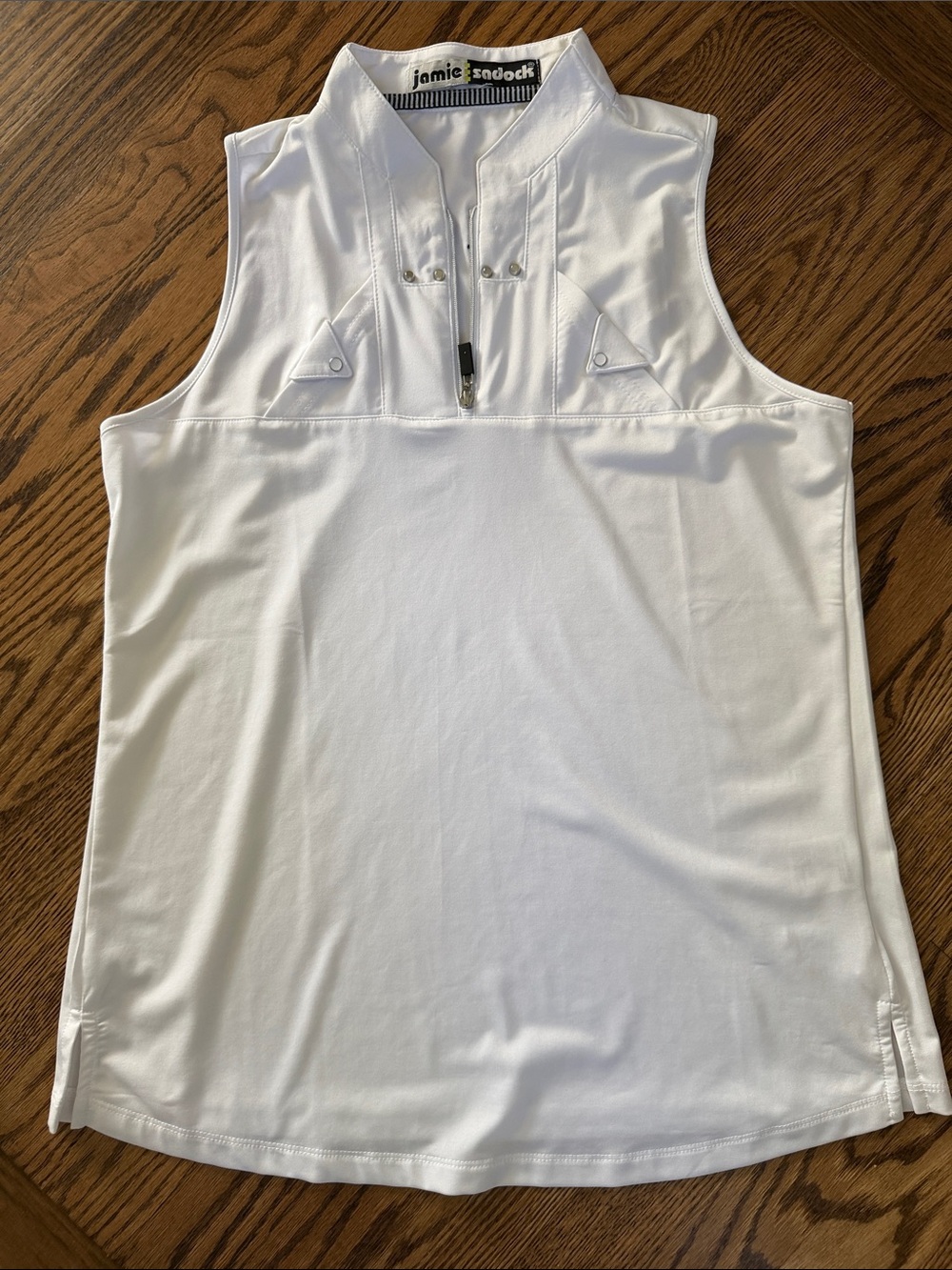 jamie sadock White Sleeveless Zip Golf Tank
